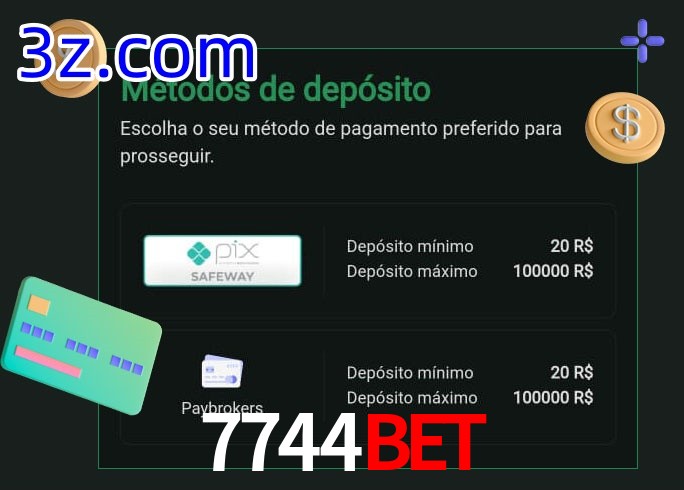 O cassino 7744Bet oferece uma grande variedade de métodos de pagamento